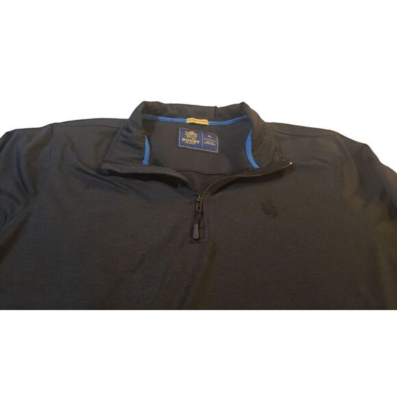 Rugby University Pullover Men's XL Black‎ 1/4 Zip Heather Knit Extreme Stretch - Picture 1 of 16